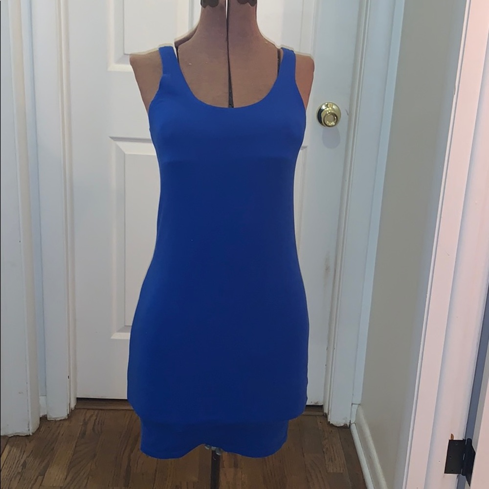 Blue scoop neck dress